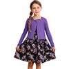 BONNY BILLY Completo Bambina Due Pezzi Cardigan Manica Lunga + Vestito Stampa a Quadri Senza Maniche 7-8 Anni Completo Rosso