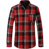 SSLR -Flanella-Camicia-per-Uomo-Manica Lunga Button Down Camicia Plaid Casual, Rosso e Bianco., L