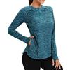 Soneven 1/4 Zip Maglia Donna Manica Lunga da Corsa Maglietta Sportivo Running UPF 50+ Yoga Fitness Ciclismo Outdoor Escursionismo Tops con Tasche (XL, Smeraldo)