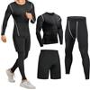 Niksa 3 Pezzi Fitness Palestra Completi Sportivi da Uomo Abbigliamento Sportivo,Compressivo Maglie e T-shirt Pantaloni Collant a Compressione Vestiti, Nero, XXL