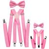 axy - Look coordinato padre-figlio, bretelle con papillon set per uomo, donna, bambini. blu Schwarzblau (Herren 2,5cm + Kinder Hosenträger Breit 2,5cm)