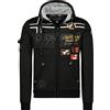 Geographical Norway GARADOCK MEN - Felpa Con Zip Da Uomo - Felpa In Cotone Da Uomo - Felpa Con Cappuccio Giacca A Manica Lunga - Felpa Con Cappuccio Sport Casual Tasche Tessuto Traspirante NERO S