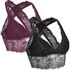 SHEKINI Reggiseno con Schiena Scoperta Donna Senza Ferretto Bralette in Pizzo Elegante Spalline Incrociato Crop Top Imbottito Rimovibili Confezione da 2 Pezzi