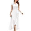 Bbonlinedress Abito da Sera Elegante per Matrimonio Scollatura a V Pizzo Abito Chiffon Hi-Lo Abito Damigella d'Onore Partito Prom Dress Lavender L