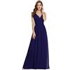 Ever-Pretty Vestito da Cerimonia Donna Linea ad A Stile Impero Chiffon Scollo a V Senza Maniche Abito da Damigella Chic Denim Blu 44