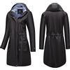 BOUTIKS Giacca da Pioggia Lunga da Donna, Giacca a Vento Outdoor Trench, Giacche Impermeabile con Cappuccio, Giacca di Transizione con Fodera Traspirante, Nero, S