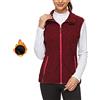 Soneven Fleece Vest Ladies Outdoor Fleece caldo foderato giacca senza maniche con tasca con cerniera Stand Collar Softshell corsa termica gilet in maglia per l'escursionismo inverno (rosso, S)