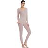 Mcilia - Completo Intimo Termico da Donna, Modale Ultra Sottile, con Scollo Scoop, Camicia a Maniche Lunghe & Leggings, Pelle Rosa Medium (EU 40 42)