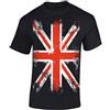 Baddery Maglietta: Union Jack - Bandiera Gran Bretagna T-Shirt - Maglia Uomo Uomini - Inghilterra England UK United Kingdom Regalo Army League Queen Calcio Punk Biker Centauro (XXL)