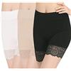 Flow.month Slip lungo da donna in cotone anti sfregamento pantaloncini a gamba lunga mutandine da donna boxer morbidi biancheria intima, Style1-nero+pelle+bianco, Taglia unica