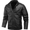 Kobilee Giacca In Pelle Uomo Elegante Slim Fit Vintage Biker Giubbotto Invernale Cappotto Giubbino Impermeabile Giacca Pelle Giacca Moto con Colletto Casual Cerniera Classico Giacca Militare Bomber