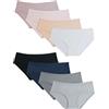 Kiench Mutande Ragazza Cotone Slip Intimo Tinta Unita Pacco da 8 Multicolore (Rosa & Rosa Chiaro & Blu Navy & Grigio & Grigio Scuro & Color Carne & Neri & Bianco) EU 158-164/12-14 Anni Etichetta L