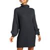 Onsoyours Vestito Maglioni Donna Invernali Eleganti Abito Maniche Lunghe Abiti Corta Scollo A V Vestiti A Pieghe in Maglia Sexy Pullover Tshirt Nero XL