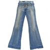 Fornarina - Jeans da donna in stile anni '70 hippie e retro, con cintura, effetto denim usato, colore blu Blu 26W