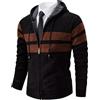 Shuanghao Uomo-Cardigan Giacca-con Cappuccio-Maglione Maglia - Felpa Outwear Tops Cappottino Caldo Autunno Invernale Foderato Pile Pesante Giacca Maglione Uomo Nero XL (Striscia)