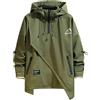 GURUNVANI Giacca con cappuccio da uomo Giacche oversize per uomo Patchwork Zipper Cappotti, JK208VERDE, X-Large