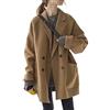 GL SUIT Cappotti di Lana Cashmere Trench Autunno Inverno Tinta unita Doppio Petto Caldo Metà Lunghezza Sciolto Cardigan Giacche Outwear,Camel,L