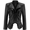 VERNASSA Giacca Classica da Donna in Pelle Sintetica in Ecopelle, Abbigliamento Blazer, Cappotto Esterno con Zip, Nero