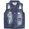 KIDSCOOL SPACE Gilet di jeans per bambini, giubbotti di jeans strappati con ricamo junior, blu, 7-8 anni