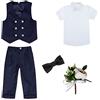 GUOCU Set di Vestiti per Ragazzi,5 Pezzi Bambini Ragazzi Abbigliamento Set Bambino Completi Gilet Estivi da Gentiluomo Ragazzo Nozze Smoking Abiti da Battesimo Completo Formale da Cerimonia 5-6 Anni