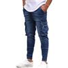 Osheoiso Jeans Slim Fit da Uomo Pantaloni Elastico Casual in Denim Elasticizzato Pantaloni con Fori Strappati Dritti Jeans Basic Stretta Pantaloni Taglie Forti I Blu Scuro 3XL