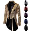 LJHH Frac da Uomo Cappotto Brillantini con Paillettes Glitterati Blazer Giacche Casual Smoking Vestito Elegante Cerimonia Giacca Uomo Vintage Festa di Nozze Costume Abbigliamento Medievale Cappotto Lungo