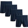 Nuofengkudu Senza Cuciture Boxer Aderenti Uomo Cotone Taglie Forti Elasticizzato Lunghe Mutande Rigonfiamento Traspirante Morbidi Comode Sportivo Underwear Underpants 4 Pack-Blu Navy 4XL