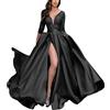 Kobilee Abito da Sera Donna Curvy Elegante Lungo Vestito Sexy Scollo a V Taglie Forti Vestiti da Sposa Invernale Abito da Cerimonia Cocktail Maniche Lunghe Vestito Capodanno Abiti Vintage