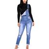 ShiFan Donna Salopette in Jeans Overall Stretti Denim Pantaloni Strappati Lunga Blu L
