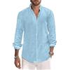 Sprifloral Camicie da uomo Camicia in cotone e lino casual a maniche lunghe button down camicia da spiaggia bianca M, bianco