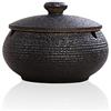 Lependor Posacenere in ceramica con coperchi, antivento, Posacenere per sigarette per uso interno o esterno ， Porta cenere per fumatori, Vassoio per cenere da fumo da tavolo - Nero