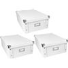 Ideen mit Herz Set di 3 scatole portaoggetti con coperchio, pieghevole, in cartone e metallo, 16 litri, 40,5 cm x 28 cm x 14,5 cm (bianco)