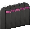 Niviy 5 PCS Custodie Abiti Armadio 60X100CM Nero Porta Abiti da Viaggio,Impermeabile e Antipolvere Borsa Porta Abiti, Adatto per Contenitori per Armadio di Camicie Abiti Gonne Giacche Piumini