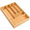 Daelesr Portaposate da Cassetto, Organizer per Posate Color Legno con 6 Scomparti, 43 x 30 x 6 cm Vassoio Portaposate in Bambù, Scatola Portaposate Legno per Cassetti da Cucina
