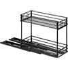 RNCOZE Portaspezie estraibile per armadio scorrevole a 2 ripiani, verticale porta bottiglie di condimento, stretto portaspezie per cucina, nero, 26,4 x 11,2 x 22,5 cm
