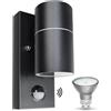 Wondlumi Applique da Esterno/Interno LED con Sensore di Movimento GU10,Luce Calda 5W,Lampada da Parete Esterno IP44 Faretto da Parete Moderno Nero per Scala,Corridoio,Balcone,Villa Bagno