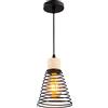 MAXDUYU Lampada a Sospensione in metallo vintage con legno,Nero Lampada a sospensione Retrò regolabile,Lampada a sospensione moderna per sala da pranzo cucina soggiorno bar ristorante, Ø15cm