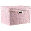 Prandom Scatole portaoggetti pieghevoli grandi con coperchi [confezione da 1] Organizer a cubo decorativo in tessuto, rosa 43 x 30 x 30 cm