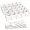 Melldrry Divisori per Cassetti Regolabili in Plastica, 24 Pezzi / 37x7CM Organizzatori Modulare, Griglia Organizer Armadio o Desktop per Bagno Cucina o Ufficio, Ordine Calze (Bianco)
