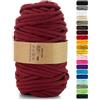 Netuno 1x corda macramè colorata vino rosso 9 mm 50 m corda in cotone anima in poliestere filo spago uncinetto ferri da maglia decorazioni cordoncino colorato cavo