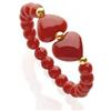 Antonino De Simone Anelli con Cuori e Pallini in Corallo Rosso del Mediterraneo, Pallini in Oro Giallo 18kt, Disponibili in Tre Misure (16, Anello Modello 2)