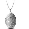AMDXD Collana con Pendente Ovale, Collana Porta 2 Foto Modello di Fiore Collana Foto Personalizzata, Argento, 2.7x4.7CM