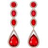 EVER FAITH Orecchini donna,EVER FAITH Cristallo Matrimonio Moda goccia Lungo pendente Lampadario Rosso Argento-fondo
