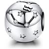 LaMenars - Ciondolo da donna in argento Sterling 925, con 12 costellazioni, compatibile con braccialetti Pandora e Europeo (Acquario (20 gennaio - 18 febbraio)), Zirconia cubica