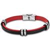 Lotus Style LS1829-2/3 - Bracciale in Acciaio e Pelle per Uomo Nero-Rosso