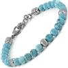 10:10 Bracciale uomo donna con pietre naturale da 6 mm turchese, beads diamantati in acciaio inox anallergico, bracciale per uomo e donna molto resistente prodotto in Italia