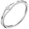Miore Anello di fidanzamento solitario da donna in oro bianco 9 carati (375) con diamante brillante 0,05 ct, Oro bianco