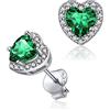 ChicSilver Orecchini Donna Argento 925 Cuore Zirconia Verde Smeraldo Maggio