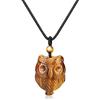 COAI Collana Unisex con Pendente Gufo in Occhio di Tigre, Collana Occhio di Tigre con Ciondolo in Pietra Naturale per Uomo e Donna Cordino Regolabile