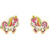 Monde Petit Orecchini per bambini unicorno smaltato - oro giallo 9k (375) - Scatola Regalo - Certificato di garanzia